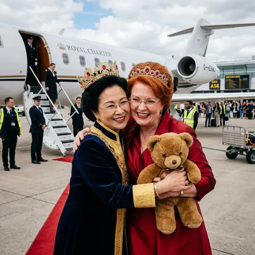 Middle-Aged Royal Figure & Public Figure Affectionate Moment