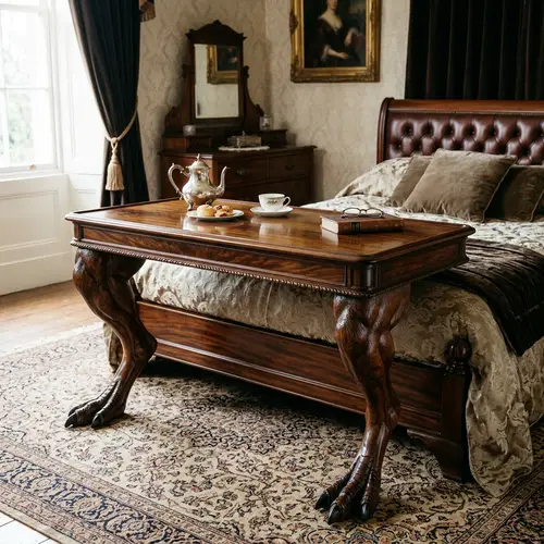 Unique Wooden Bed Serving Table with Kangaroo Feet