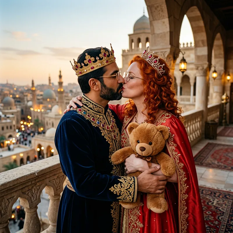 Regal Kiss: King David & Queen Bella Meet with Teddy Bear