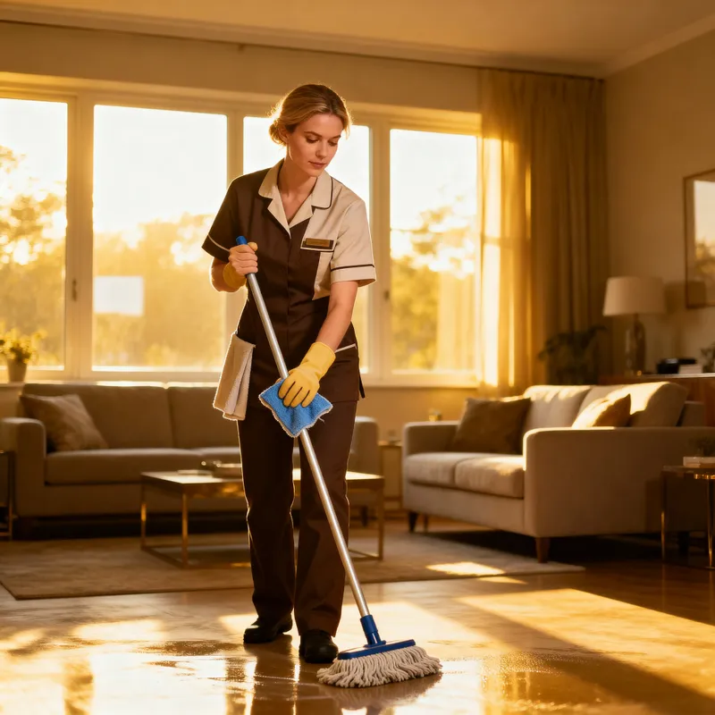 Dedicated House Cleaner in Professional Uniform