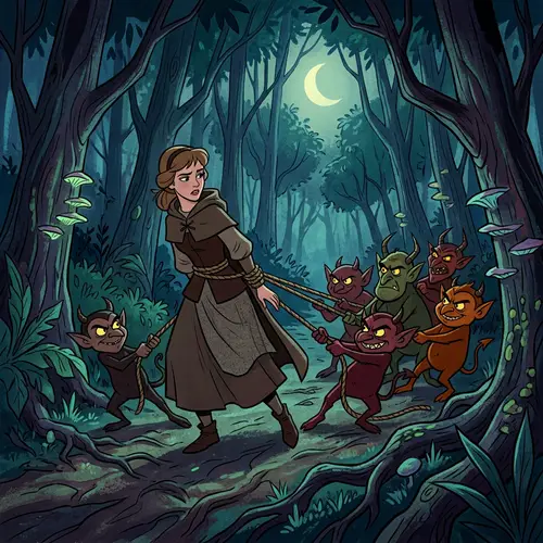 Dark Woodland Princess Kidnapped by Imp-like Creatures