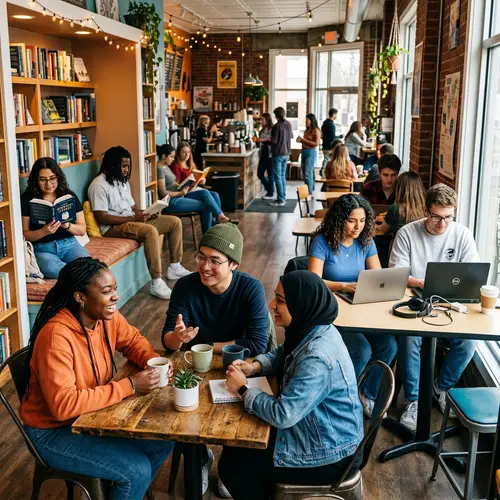 Dynamic Youth Scene: Diverse Individuals Engaged in Various Activities