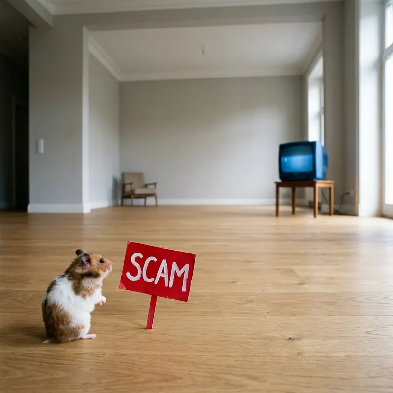 Funny Hamster and Blue TV - Avoid the Scam Sign