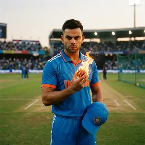 Confident Indian Cricket Player with Intense Focus