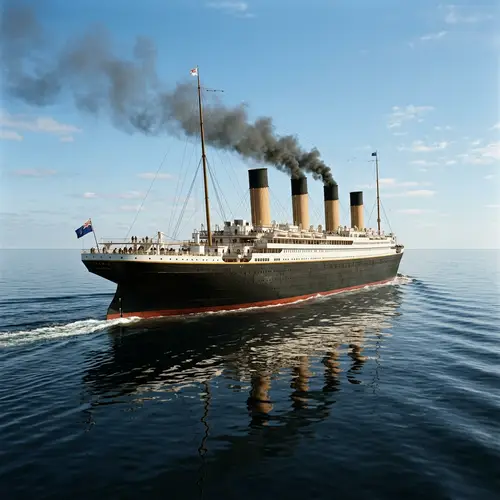 Majestic Titanic Ship on Atlantic Waters | Early 20th-Century Seafaring Beauty