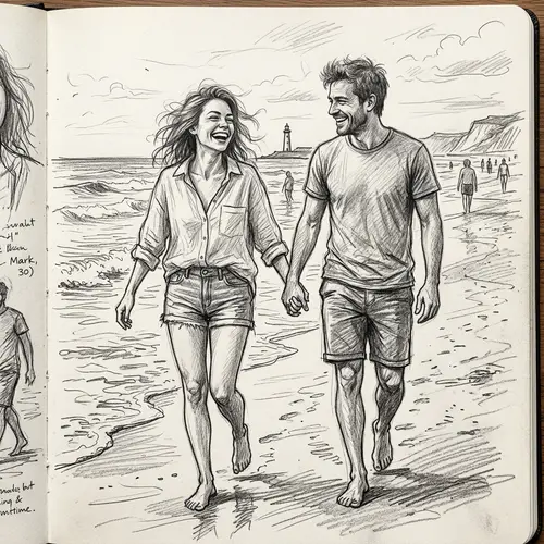 Detailed Pencil Sketch of a Happy Young Woman