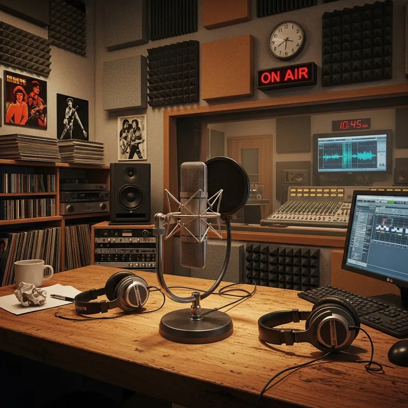 Radio Station Studio with Microphone Setup