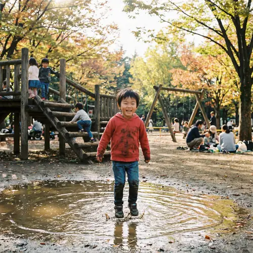 Boy Playing in the Park - Joyful Childhood Moments