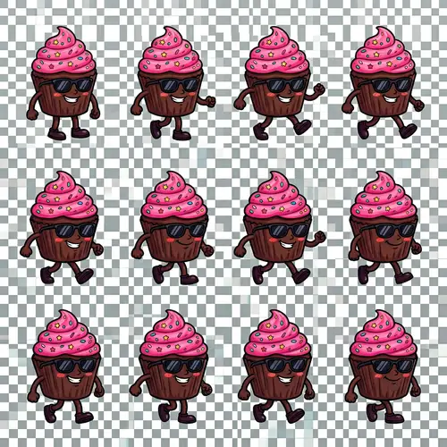 2D Cartoon Cupcake Sprite Sheet for Unity Games