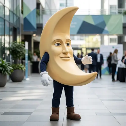 Crescent Moon Mascot - Unique and Charming Design