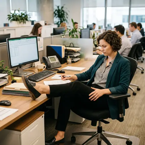 Office Secretary Relaxing at Her Desk