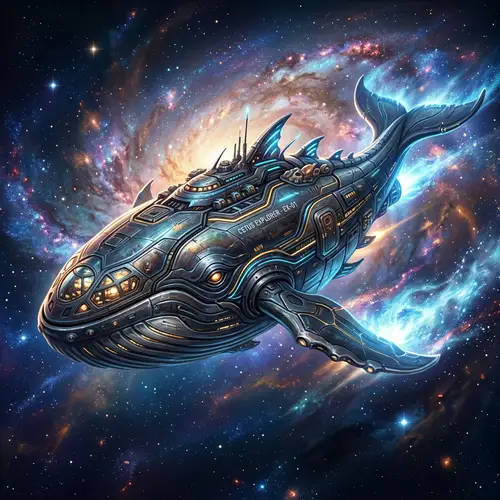 Whale-inspired Spaceship Design | Aquatic Creature Concept Art