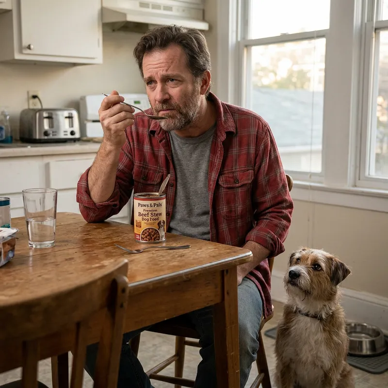 Man Eating Dog Food: A Shocking Sight