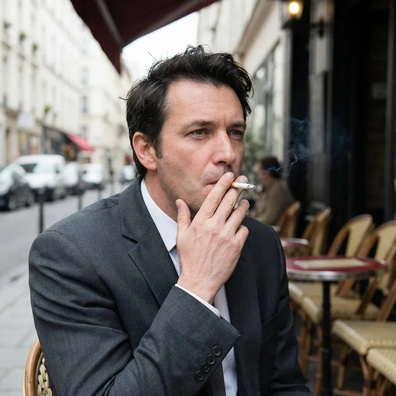 Suited Man Smoking Cigarette - Stylish Imagery