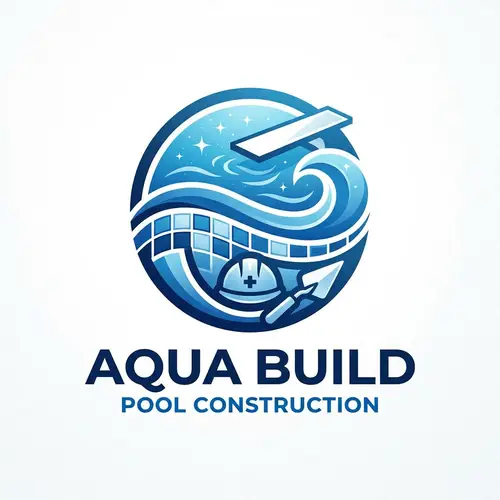 Swimming Pool Construction Company Logo | Blue & White Design