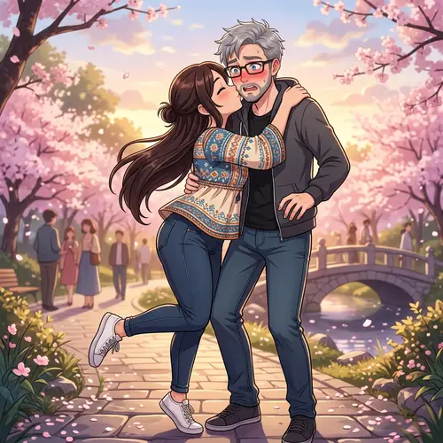 Anime Couple: A Sweet Kiss Moment