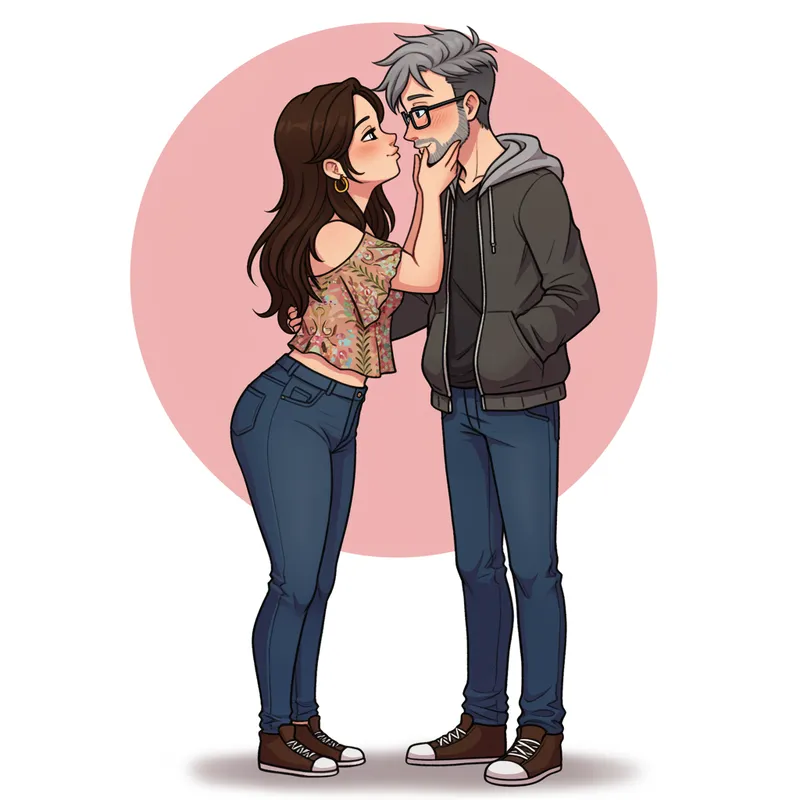 Anime Couple: A Sweet Kiss Moment