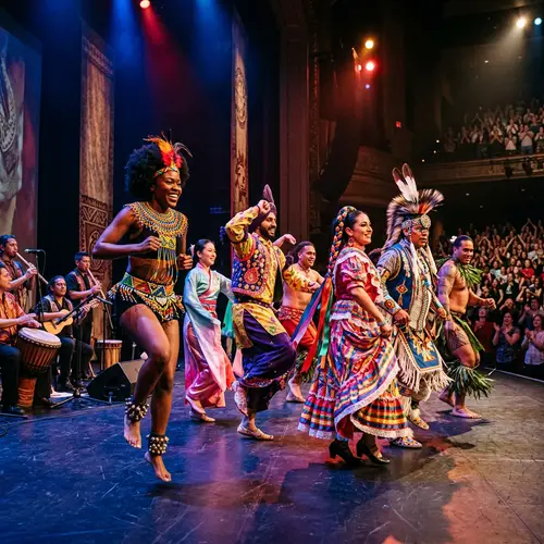 Diverse Individuals Performing Energetic Dance | Cultural Celebration