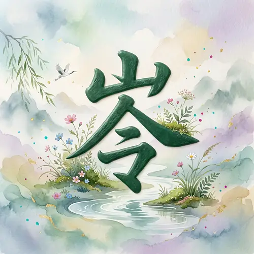 Serene Representation of Chinese Character '岑'