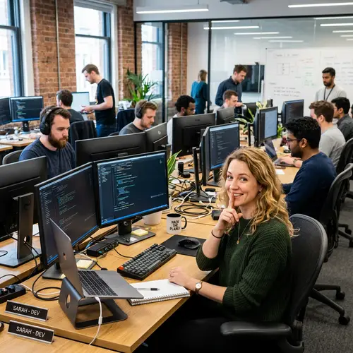 Team of Developers in a Modern Office