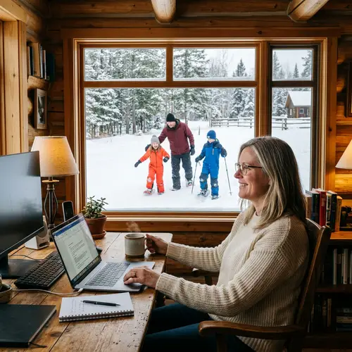 Cozy Cottage Workspace with Family Fun
