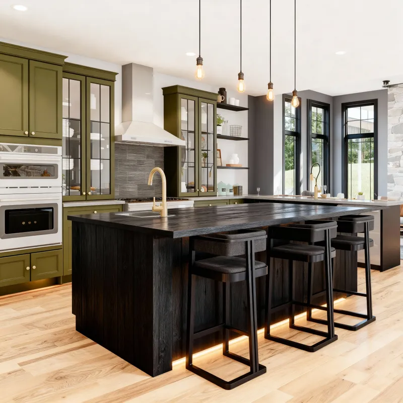 Modern Olive Green Kitchen Design Ideas