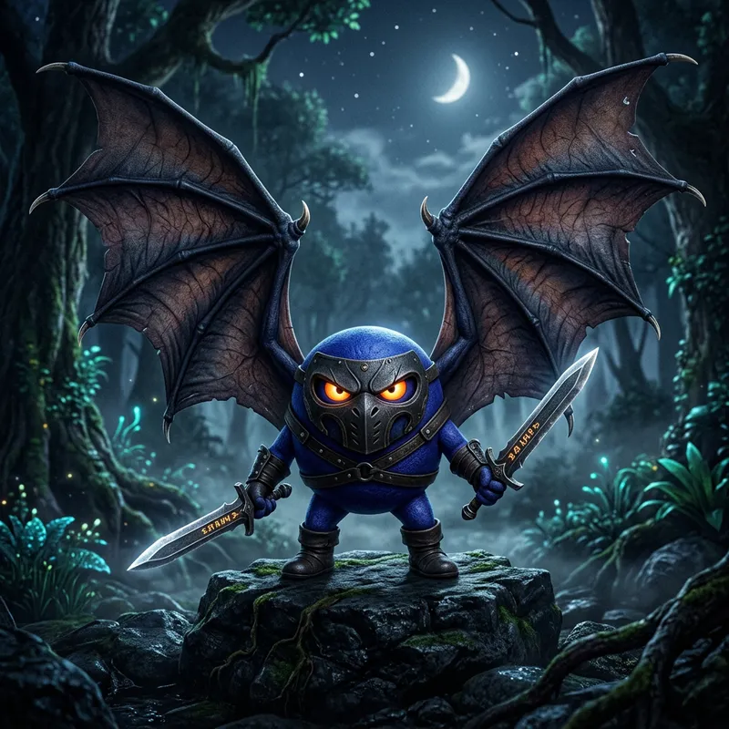 Mysterious Meta Knight with Bat-like Wings and Piercing Eyes