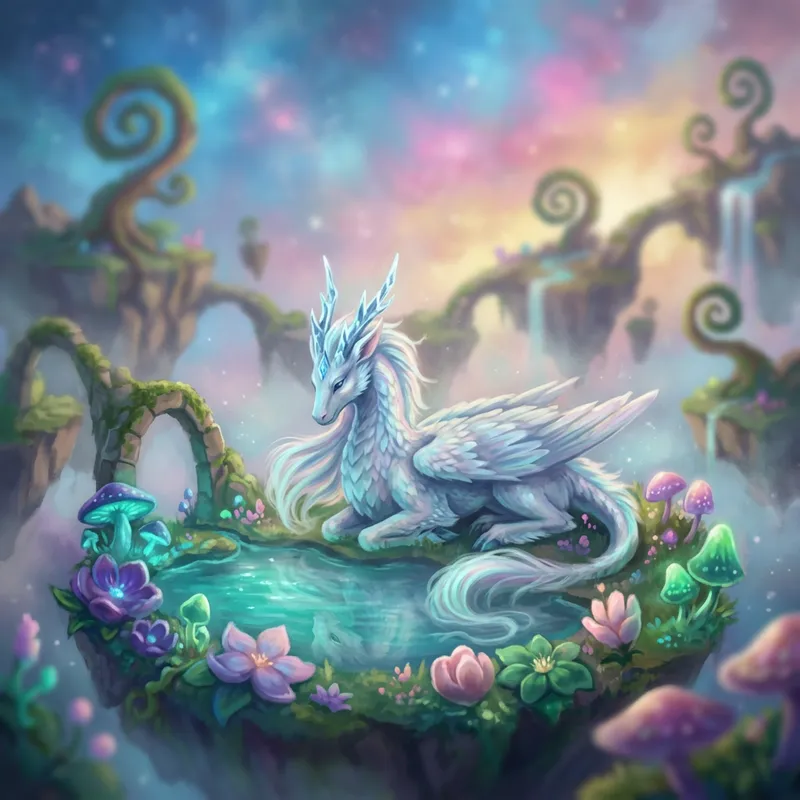 Sublime Mythical Creature in Dreamlike Setting | Vibrant and Graceful Fantasy Art Sublime Mythical Creature in Dreamlike Setting | Vibrant and Graceful Fantasy Art