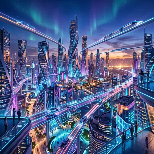 Futuristic Cityscape | Abstract Designs & Neon Lights