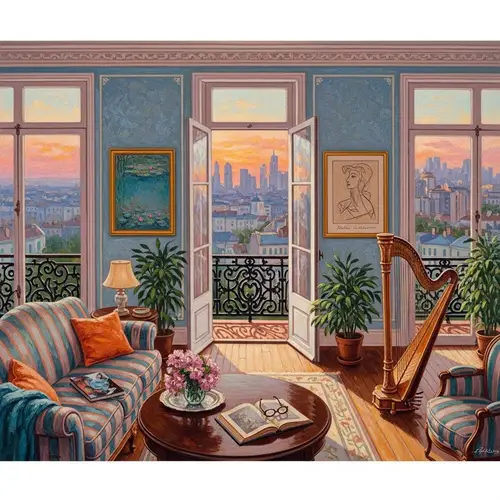 Elegant Living Room Oil Painting by Fanch Ledan