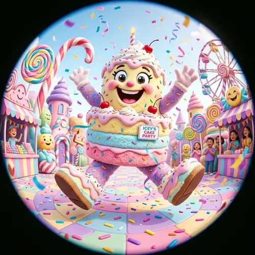 Joyful Ice Cream Cake Mascot | Cheerful Pastel Delight
