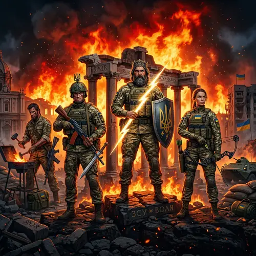 Ancient Roman Gods in Ukrainian Military Uniforms | Striking Image