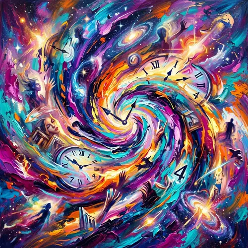 Abstract Digital Painting: Passage of Time with Vibrant Colors