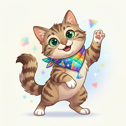 Charming Corporate Mascot: Playful Striped Cat
