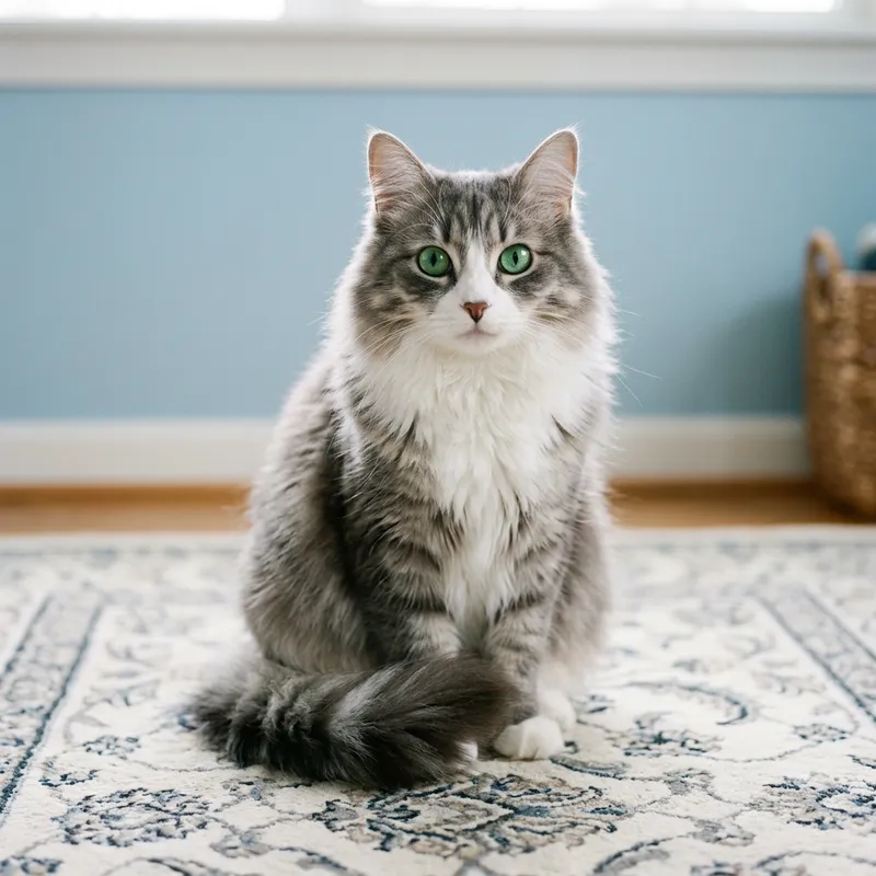 Adorable Cat with Stunning Eyes | Fluffy Grey & White Fur