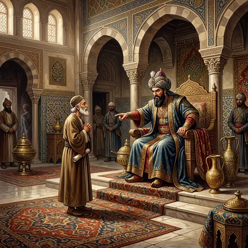 Sultan Admonishing Scholar in Richly Decorated Palace