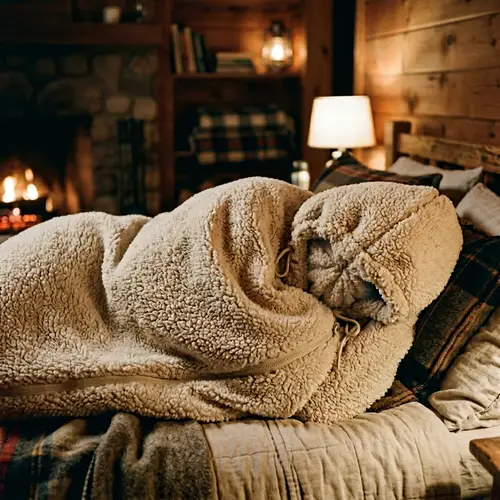 Cozy Black Woman in Sherpa Sleeping Bag - Warmth & Comfort