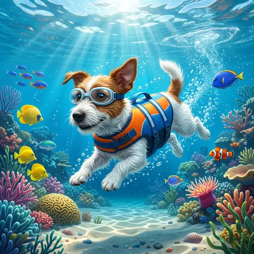 Underwater 3D Animation of Jack Russell Dog