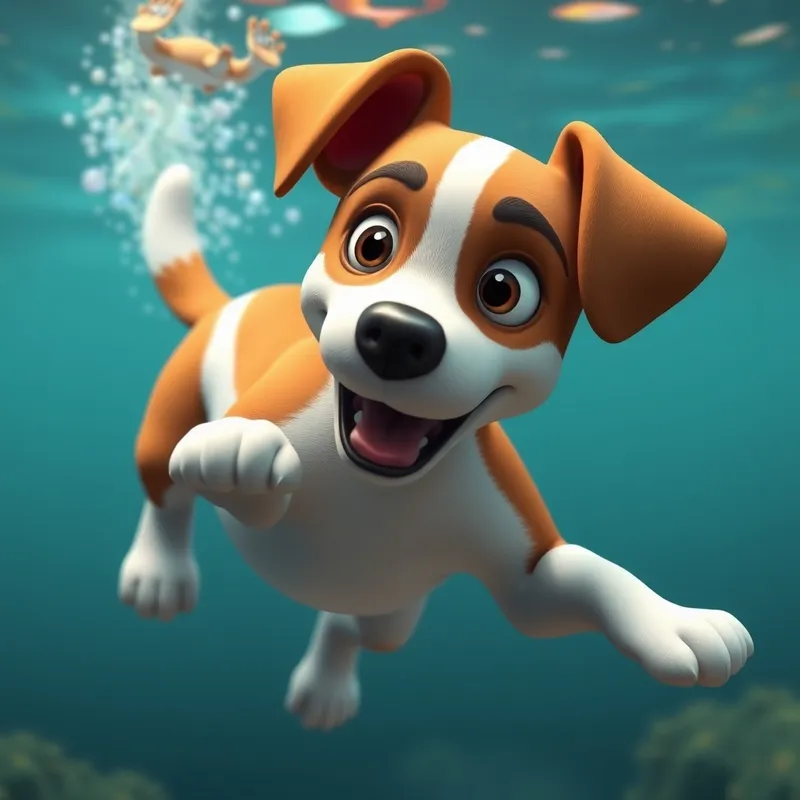 Underwater 3D Animation of Jack Russell Dog