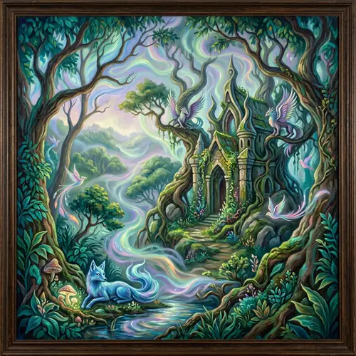 Mystical Forest Temple | Surreal and Enchanting Artwork