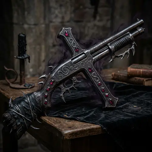 Intricate Demonic Shotgun with Malevolent Aura