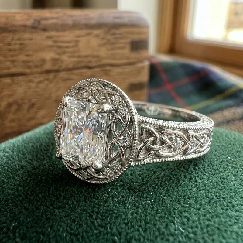 Celtic Design Engagement Ring with Radiant Center Celtic Design Engagement Ring with Radiant Center
