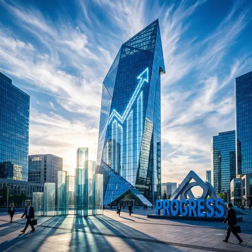 Modern Business Growth Image in Blue and White Colors