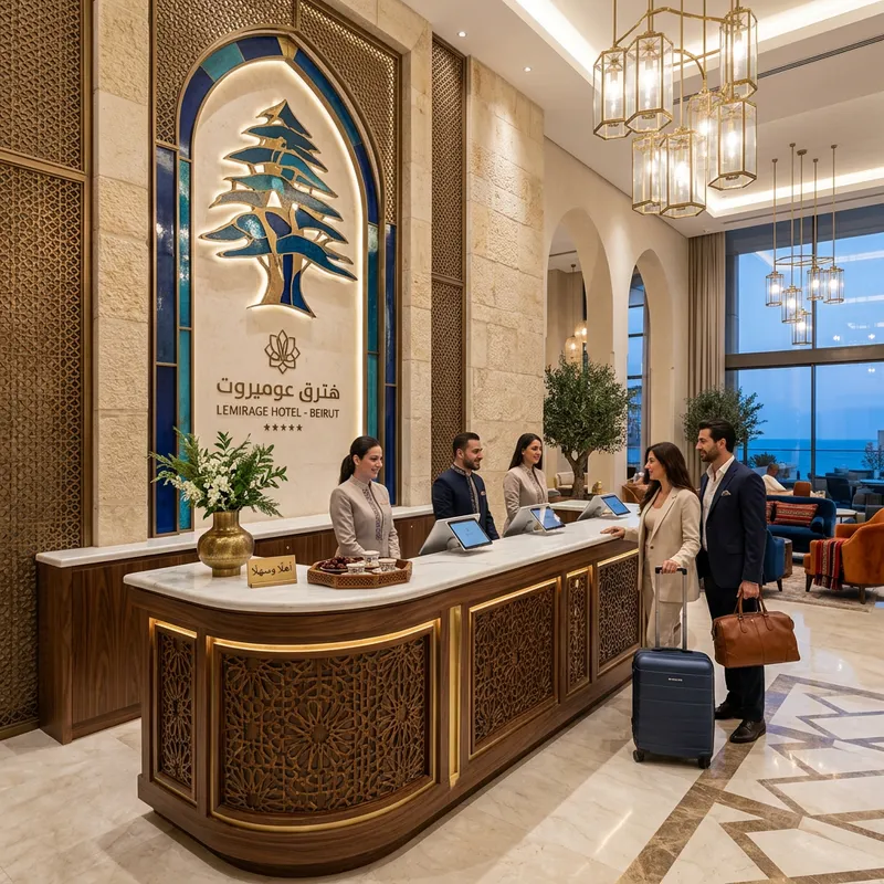 Luxurious Lebanese Hotel Reception Desk