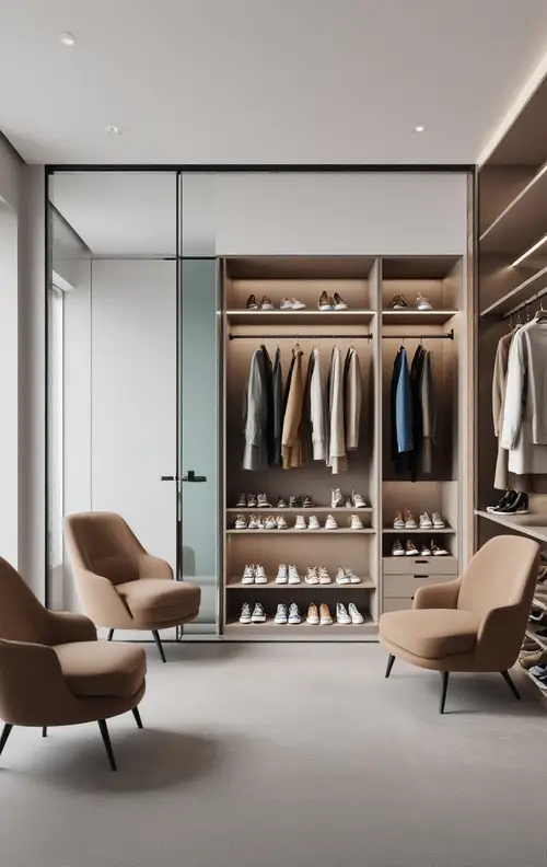 Modern Wardrobe Design with Shoe and Coat Storage