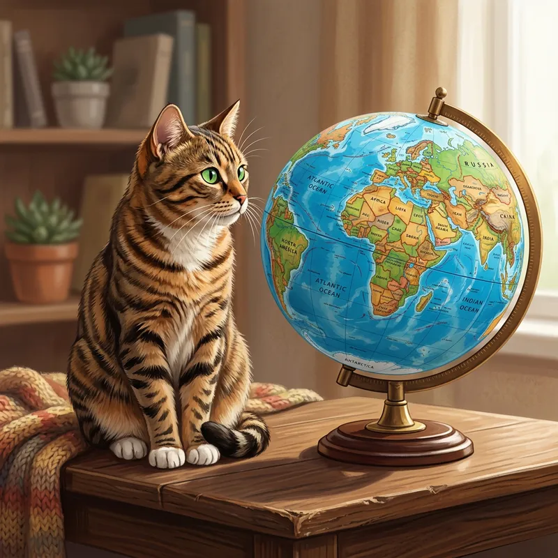 Cute Cat with Global Flair