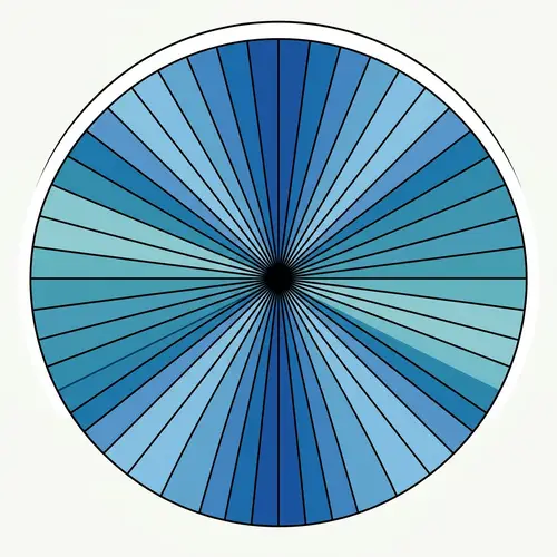 Minimalist Geometric Circle Design with Black Lines and Blue Shaded Areas