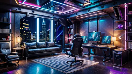 Cyberpunk Gaming Room Interior Design Ideas