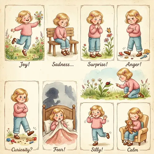 Charming 5-Year-Old Girl Illustration Series | Vintage Children's Book Style