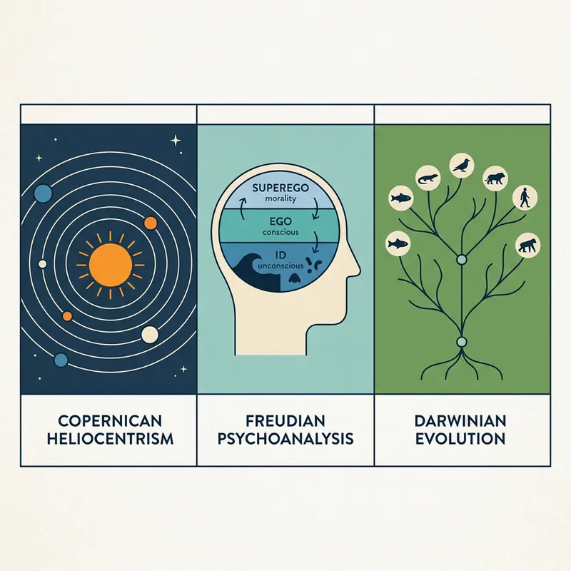 Simplistic Representation of Copernican, Freudian & Darwinian Theories